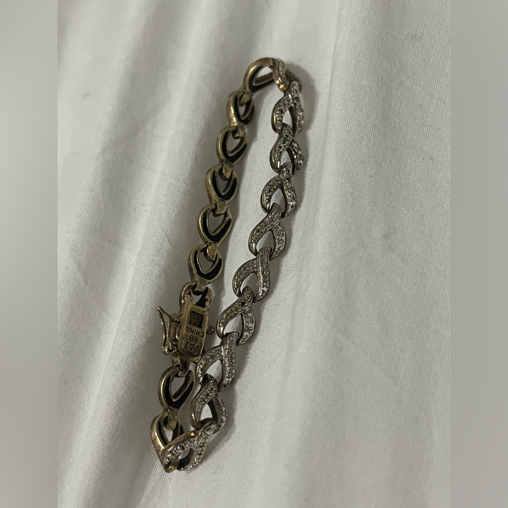 PAJ BB Signed Gold Tone CZ Link Bracelet - Picture 3 of 6